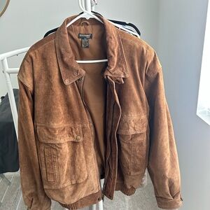 Stefano men’s Brown 100% Suede Bomber Jacket, size XL